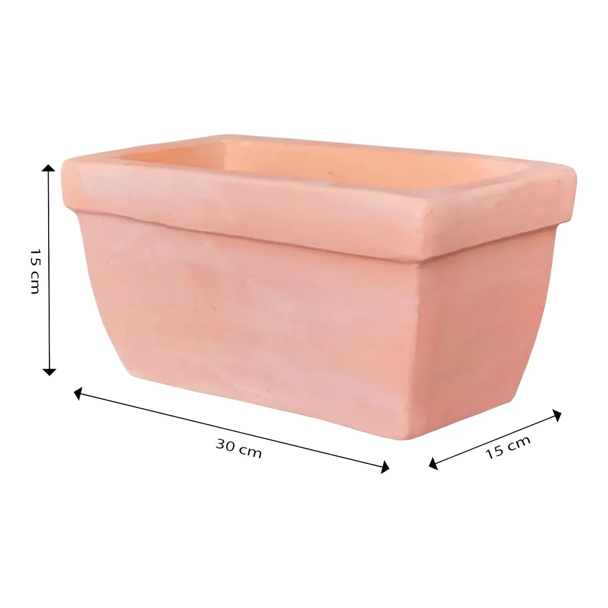 Verve 7L Stone White washed Rectangular Planter (H)15cm (W)30cm (D)51cm